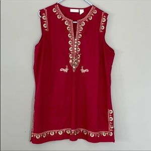 💋Soft Surroundings Sleeveless Red Tunic Top💋